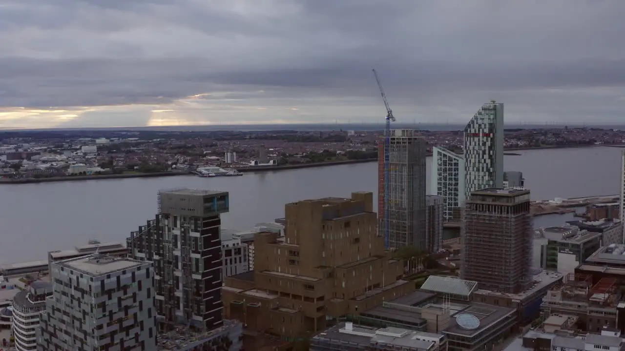 Drone Shot Pulling Away From Buildings In Liverpool City Centre 01