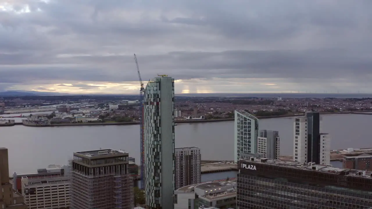 Drone Shot Orbiting Buildings In Liverpool City Centre 03