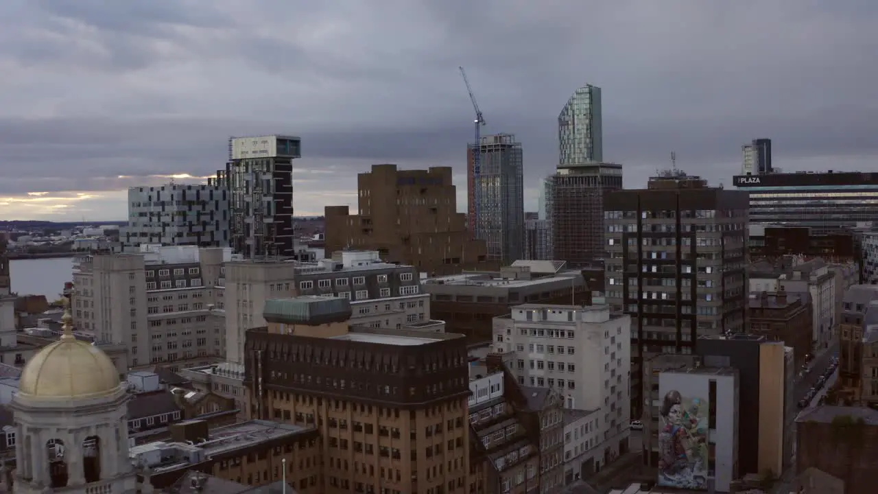 Drone Shot Approaching Buildings In Liverpool City Centre 04