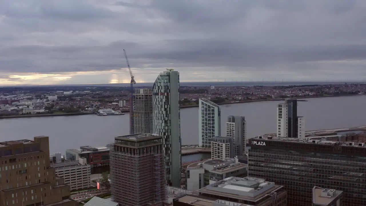 Drone Shot Orbiting Buildings In Liverpool City Centre 05