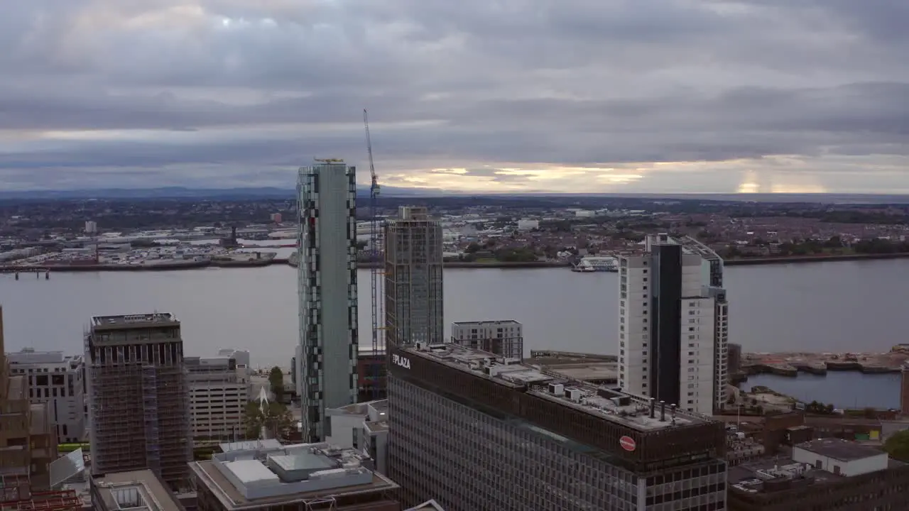 Drone Shot Orbiting Buildings In Liverpool City Centre 04