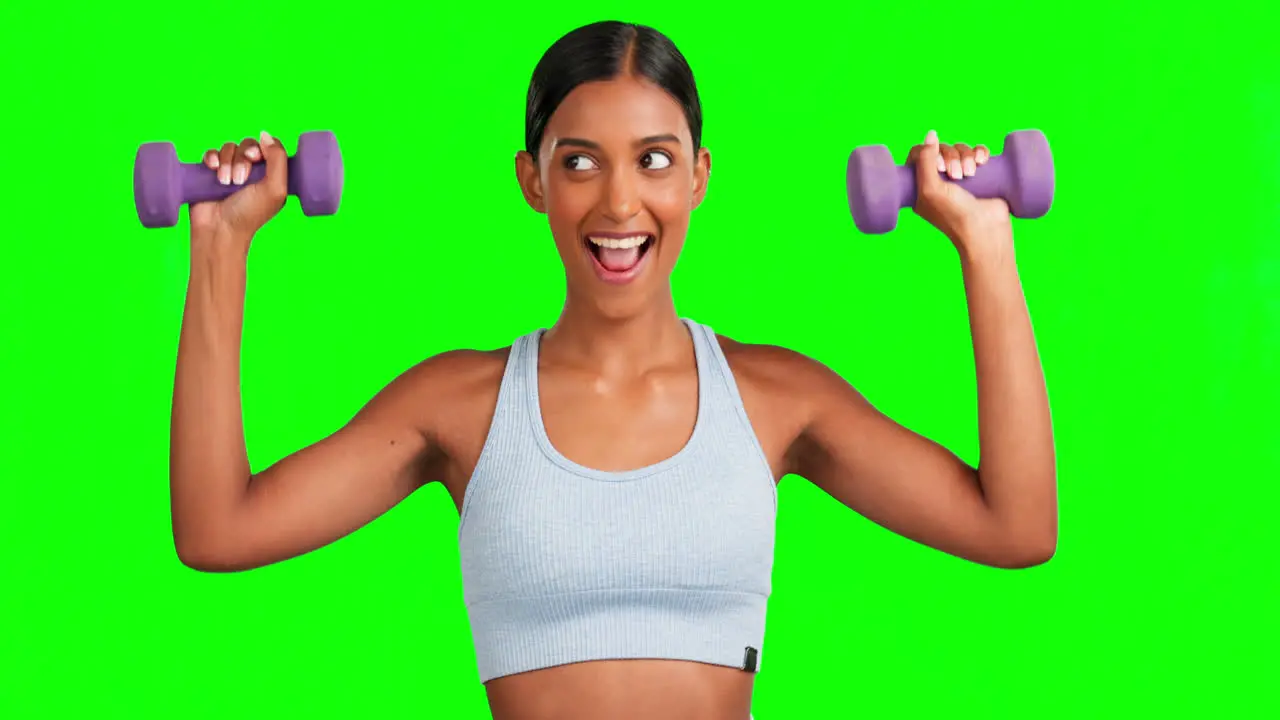 Green screen face or happy fitness woman