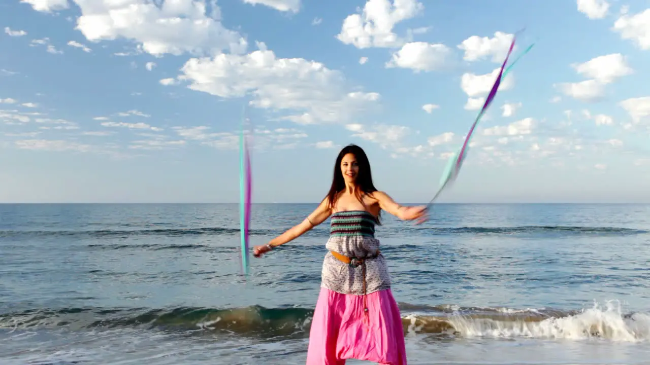 Woman Dancing On Beach 00