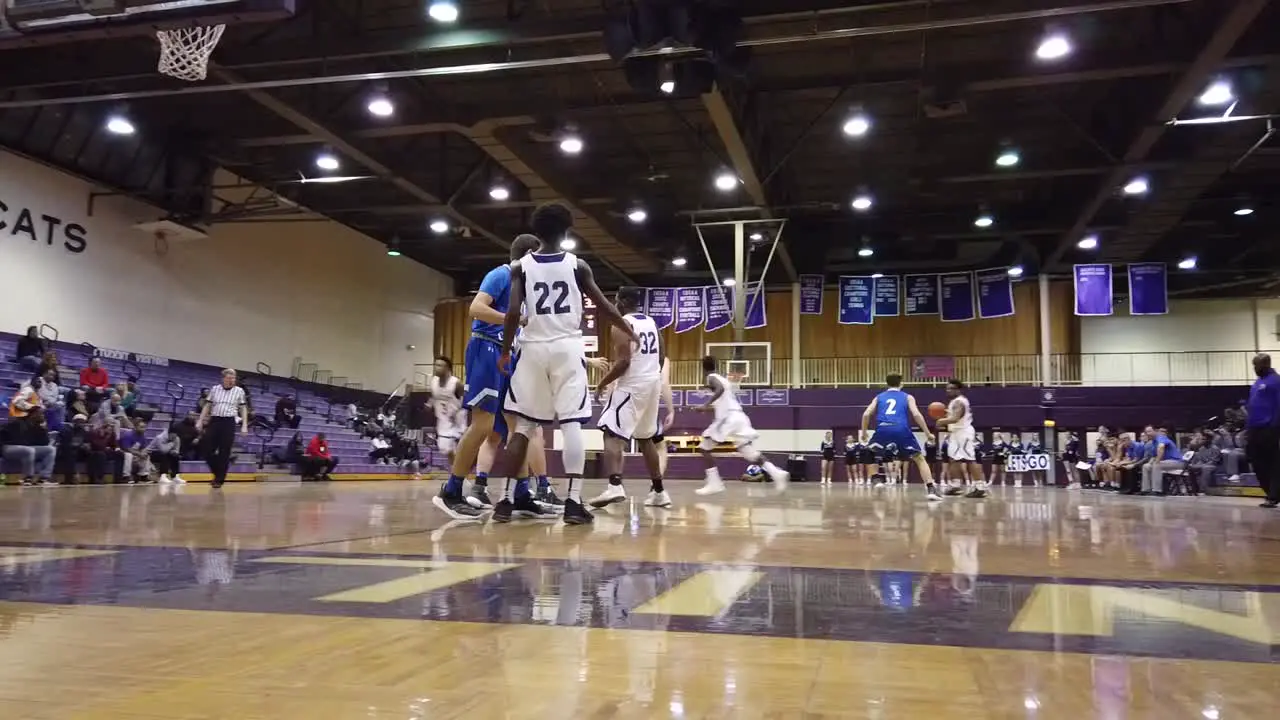 High School basketball player scoring on a postup