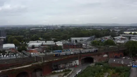 Drone Shot Orbiting Manchester Piccadilly Railway 01