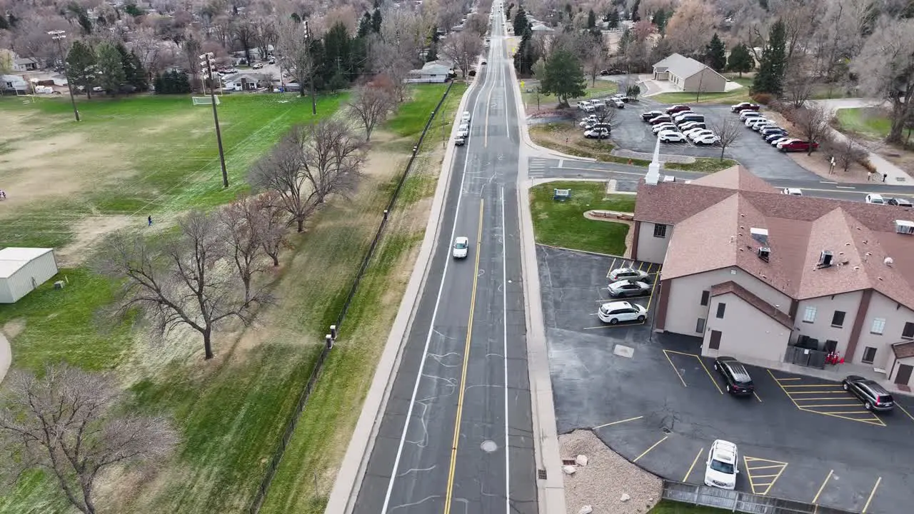 Road next to church in the Midwest