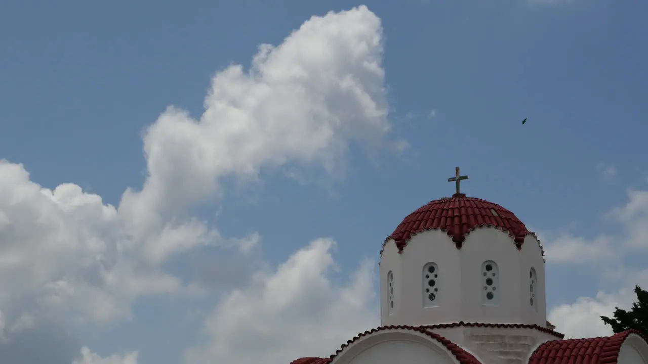 Greece Crete Church Dome With Cloud