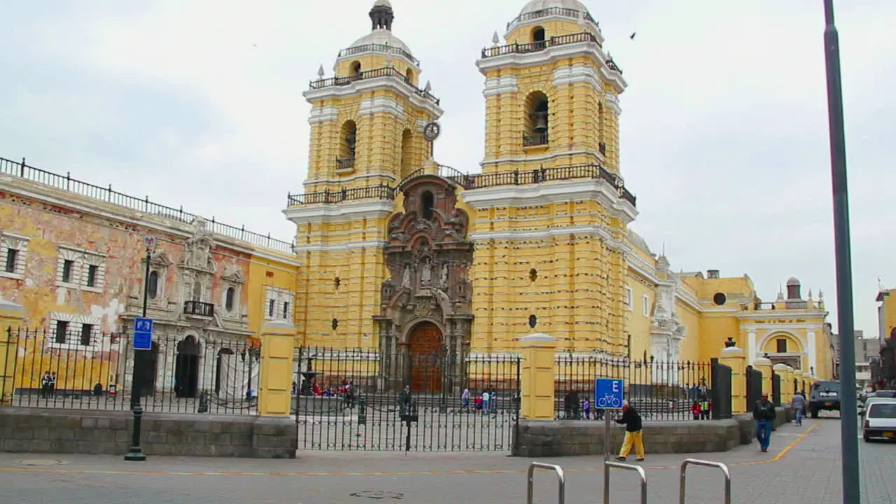 Lima Peru San Francisco church with old man