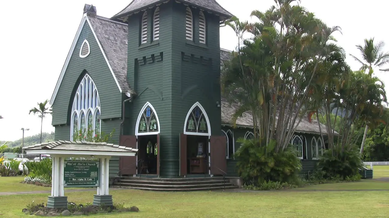 Kauai Green church with a tower