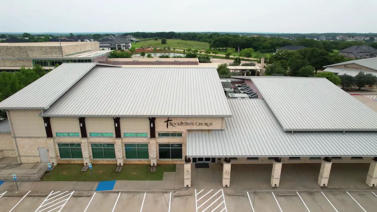 Aerial footage of RockPointe Church in Flower Mound Texas