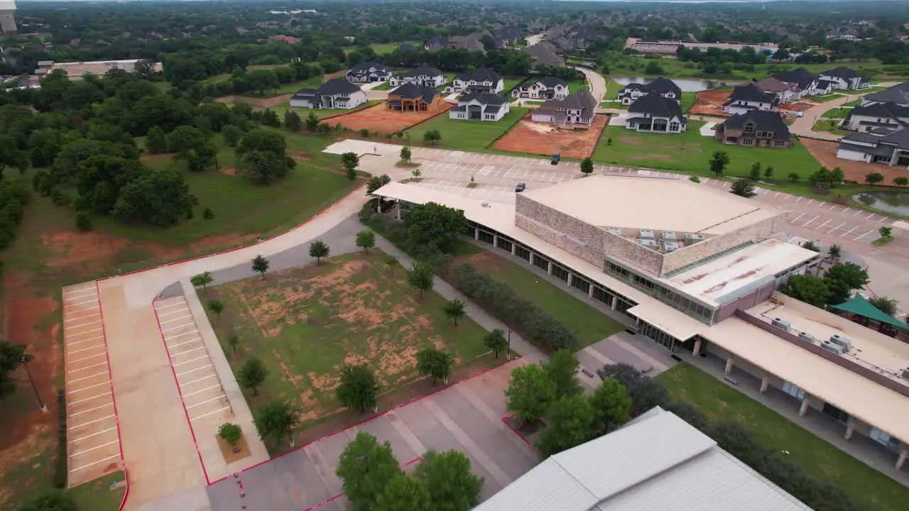 Aerial footage of RockPointe Church in Flower Mound Texas located at 4503 Cross Timbers Rd Flower Mound TX 75028