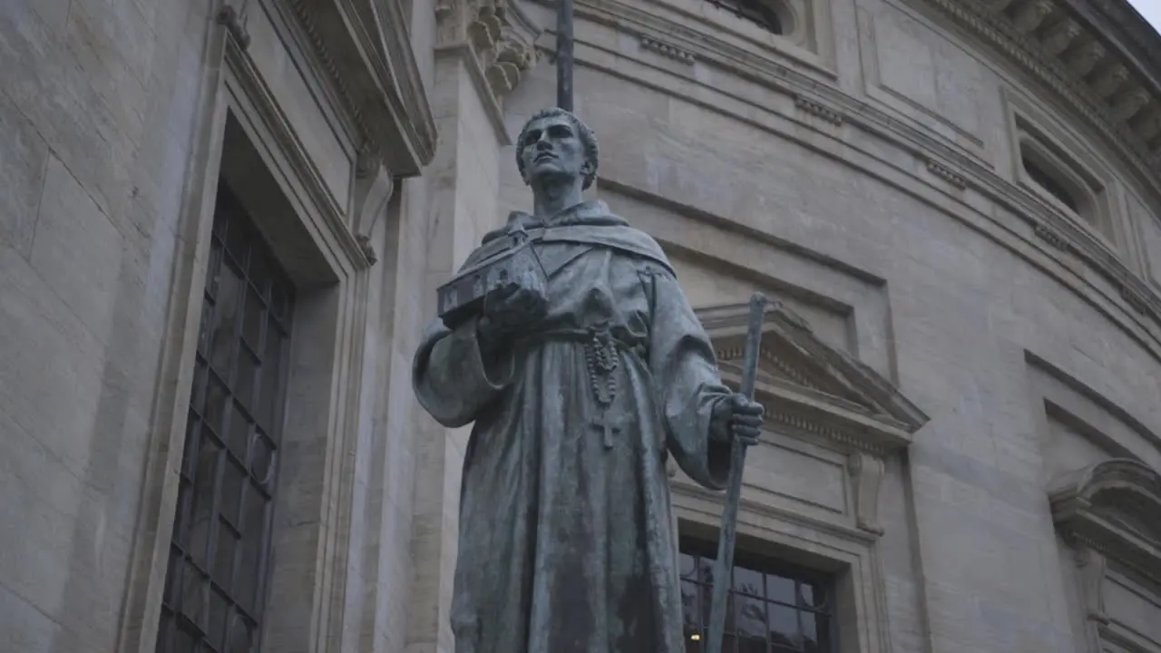 Monk statue in Europe outside cathedral