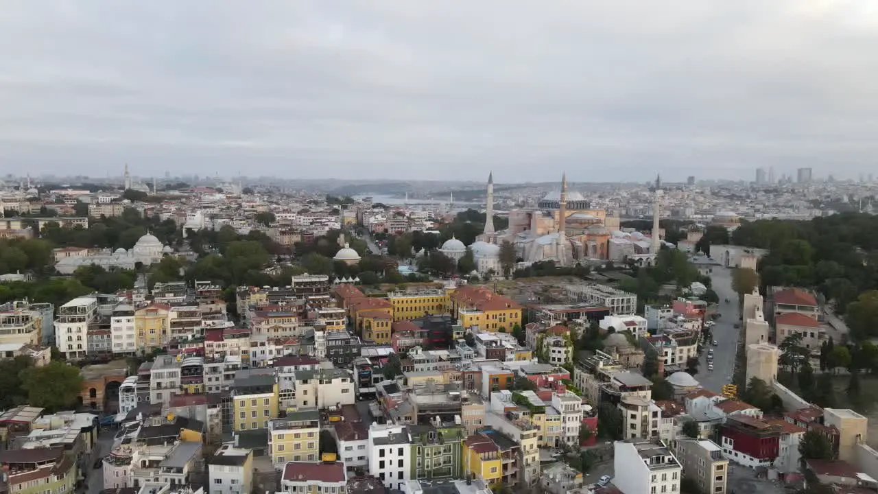 Istanbul City Aerial Drone Ayasofya Mosque Hagia Sophia