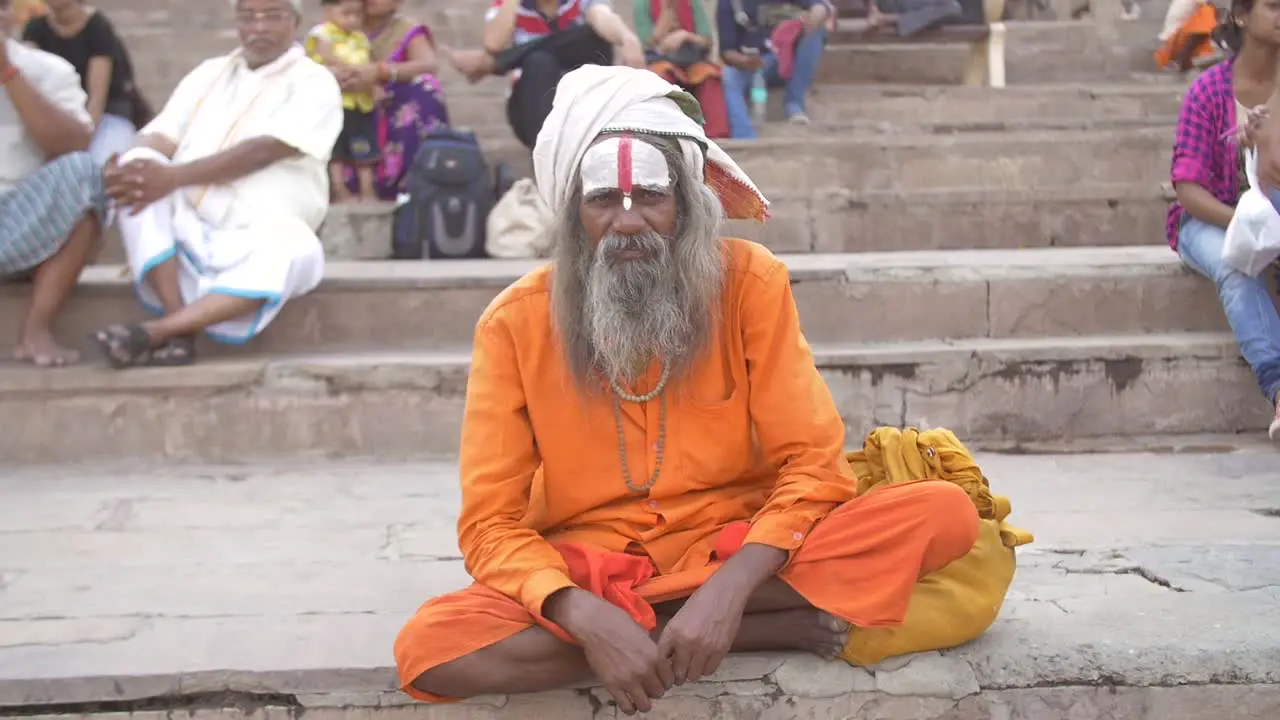 Indian Sadhu Sitting Cross-Legged