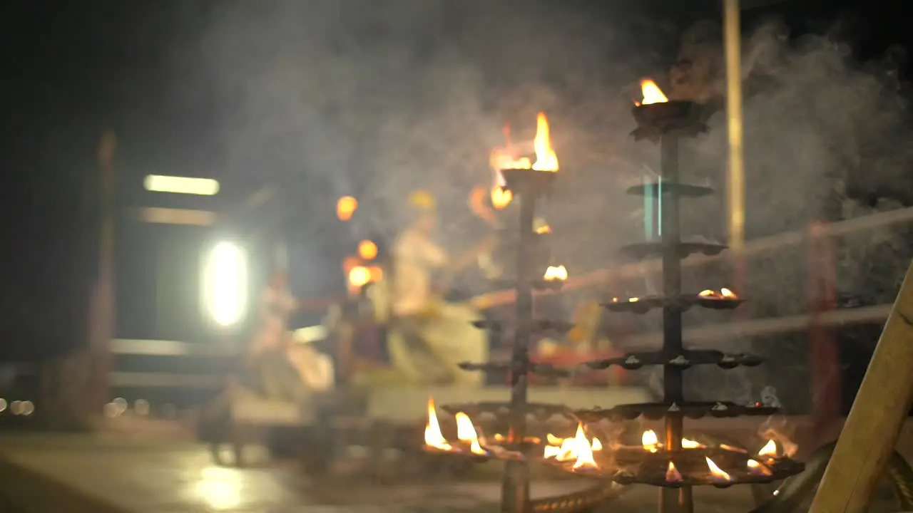 Low-Level Shot of Men Performing Ganga Aarti