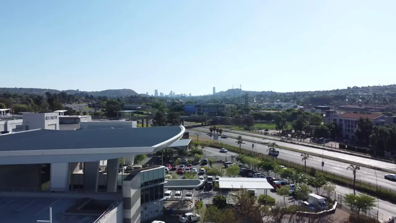 Bedfordview Johannesburg A cinematic aerial reveal shot of the city of Johannesburg on a sunny day in Gauteng South Africa