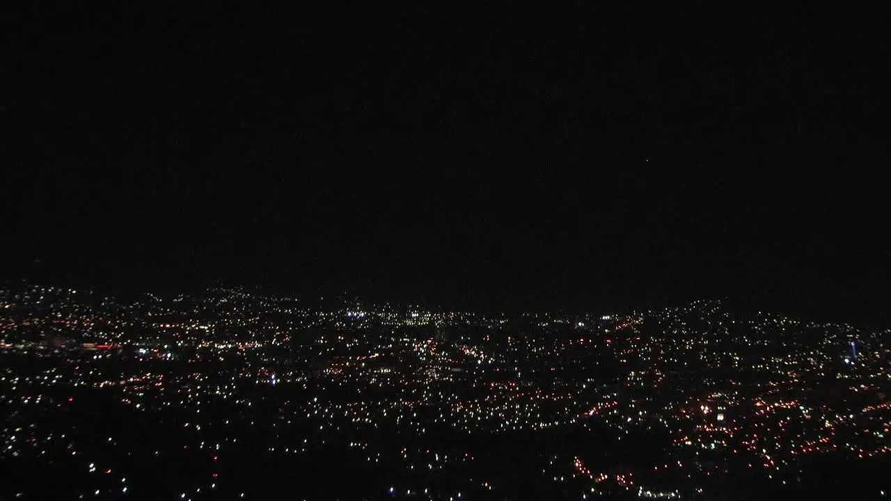 A glittering city skyline at night