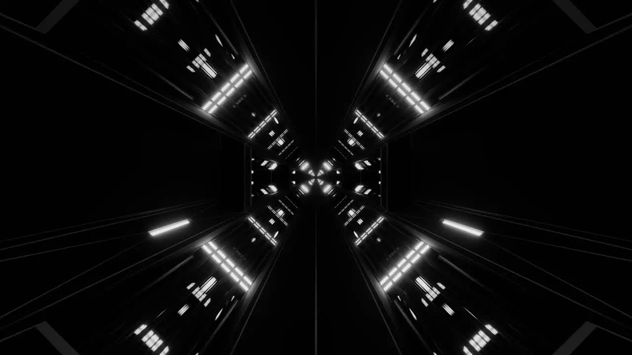 Monochrome Black Space Hangar Animation Forward Motion Blur 3D Graphic