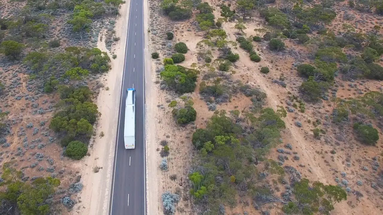 Truck drives on Australian highway aerial