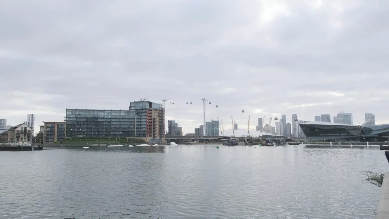 Wide docklands scene in east London