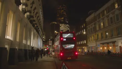 Exterior Of The Shard Office Building In London Business District Skyline At Night With Traffic