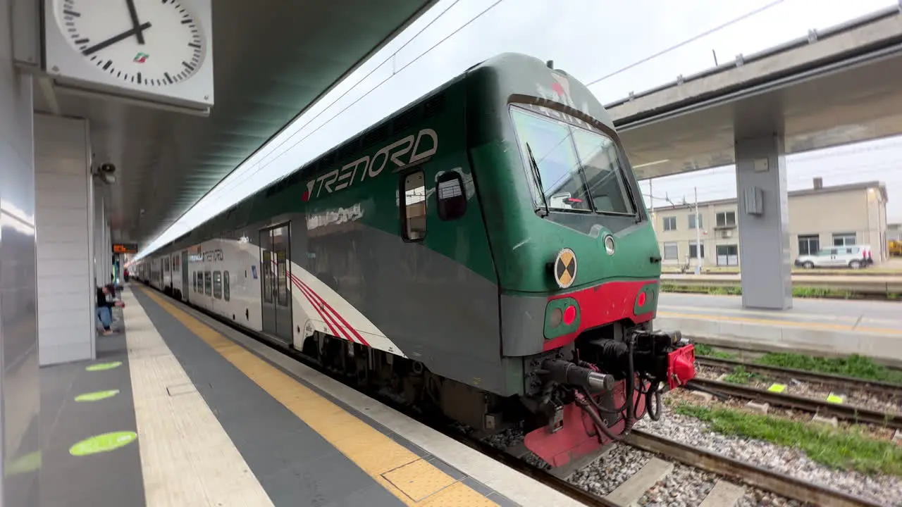 Trenord railway passenger train at Bergamo station in Italy