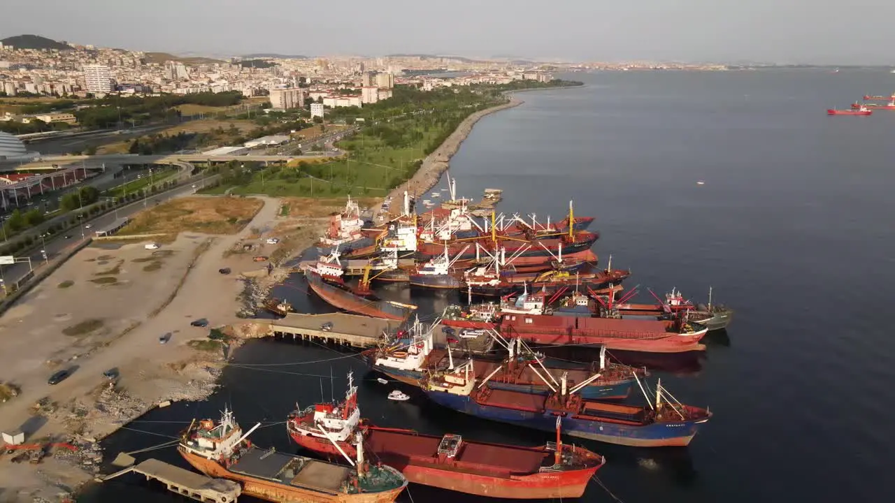 Ships Anchored Drone Shot