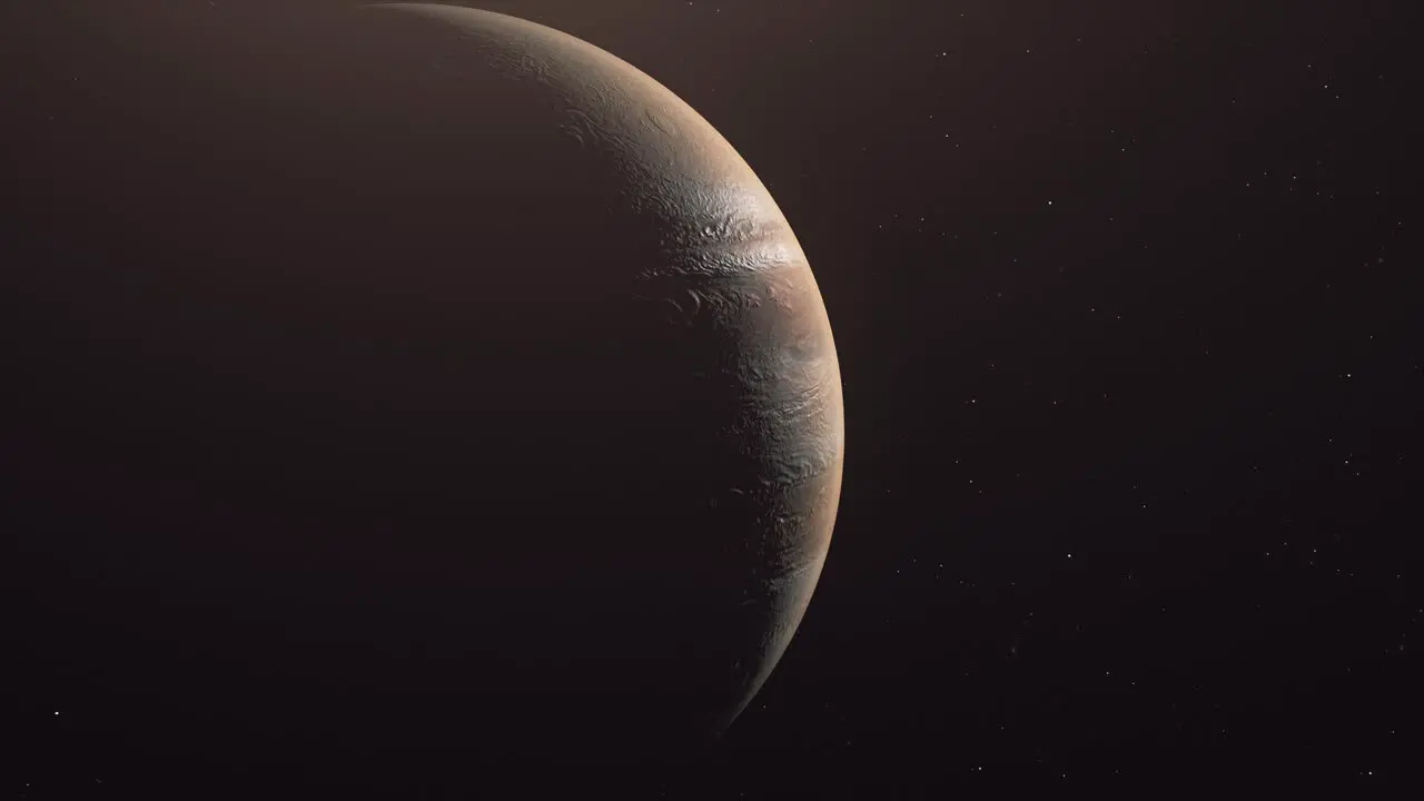 Planet Jupiter Slowly Revealed On Light Closeup Animation