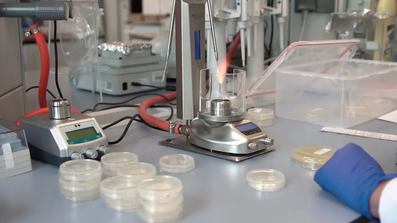 Slow motion shot of scientific during burning flame test in the science laboratory