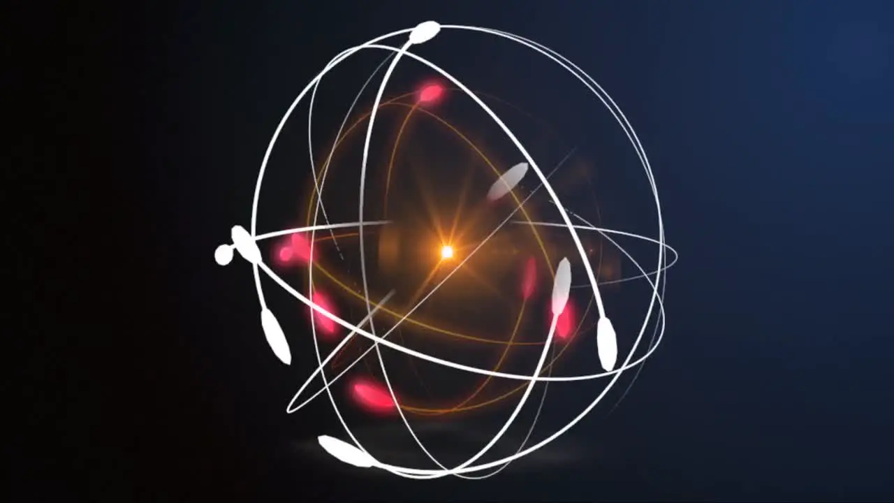 Animation of an atom with neutrons protons and electrons moving and joining to create a star