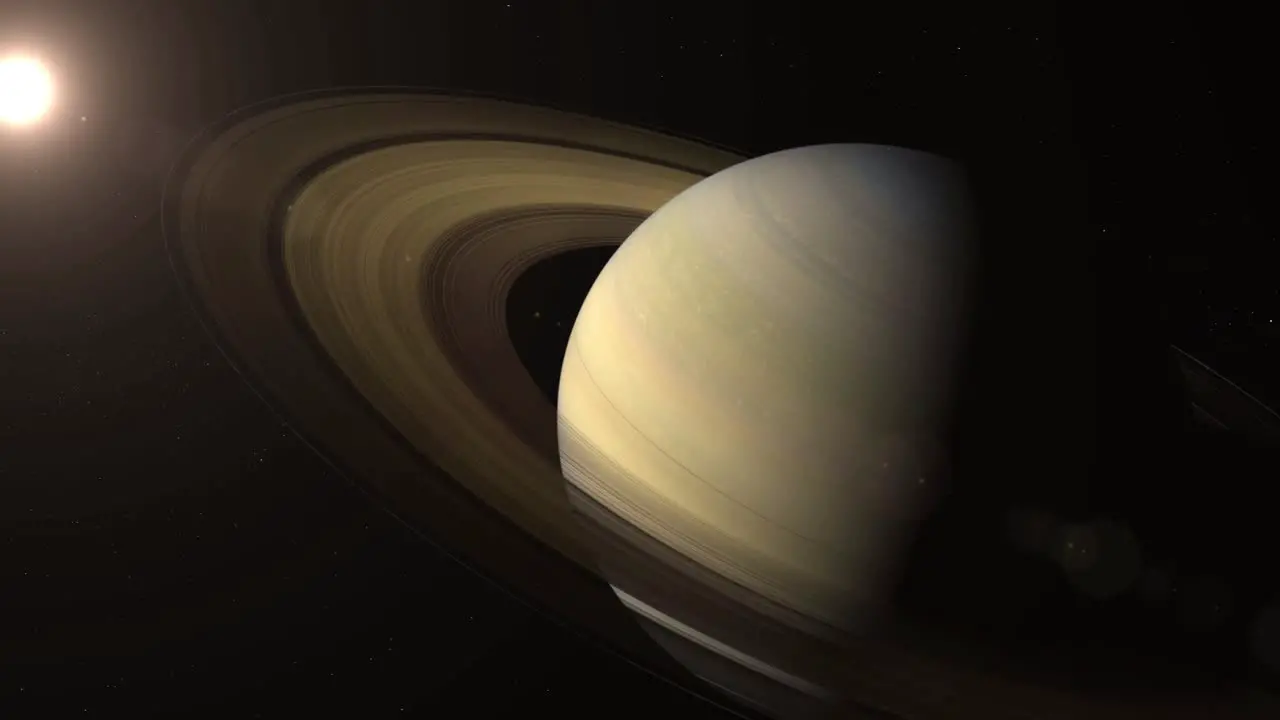 Space view on Planet Saturn and Sun in Universe