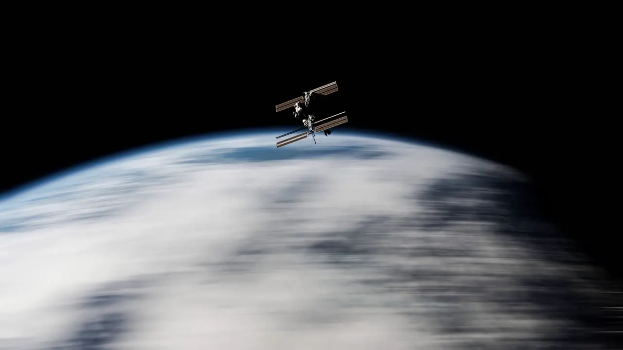 International Space Station Orbiting Earth in Space Time Lapse SpaceX NASA Research ISS Satellite View Low Orbit 3D Model by NASA 4K