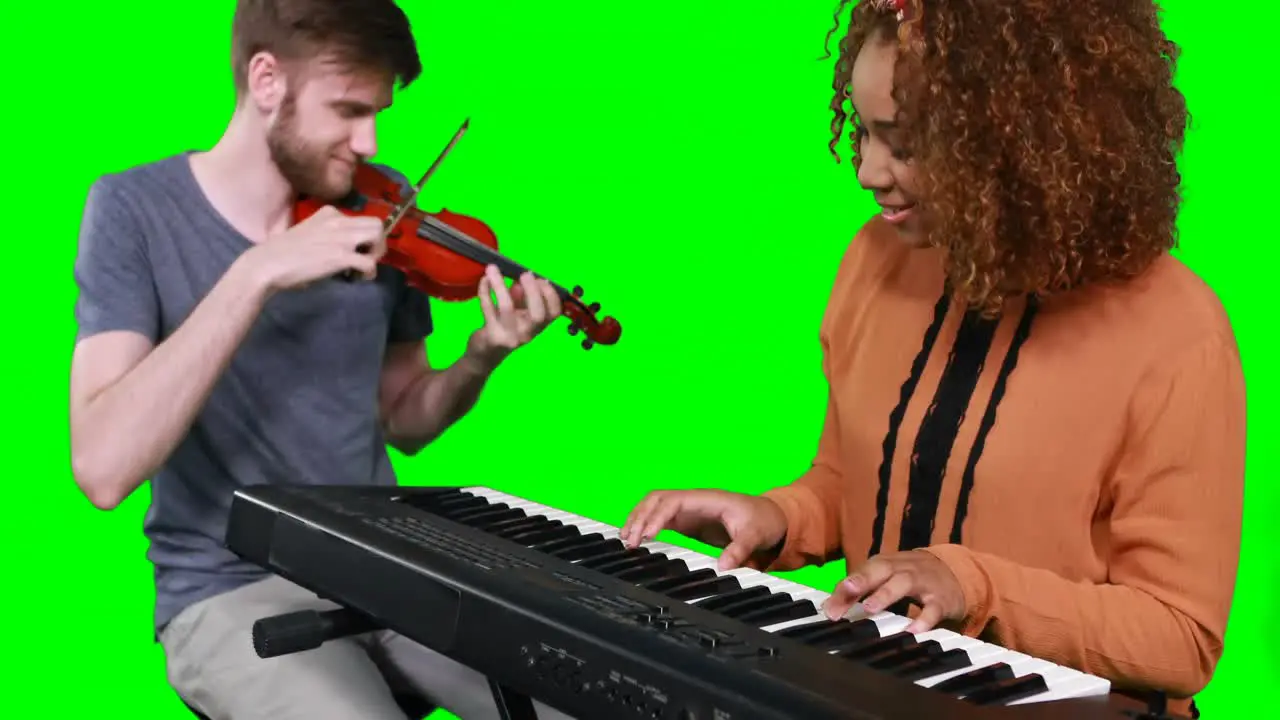 Musicians playing piano and guitar