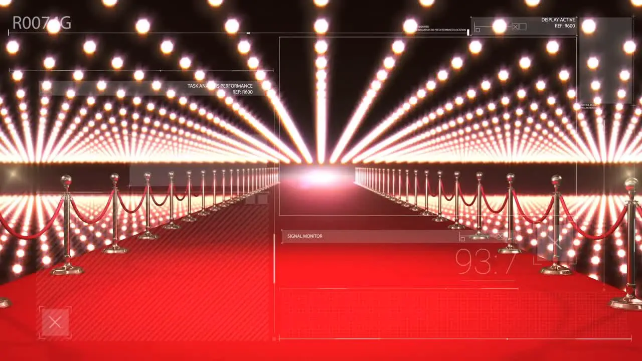 Animation of digital interface over red carpet