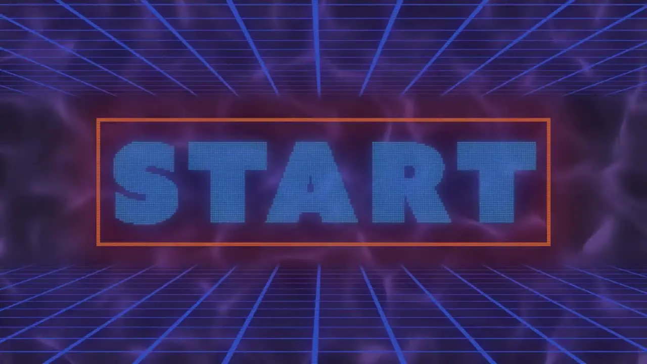 Animation of start text over blue liquid background