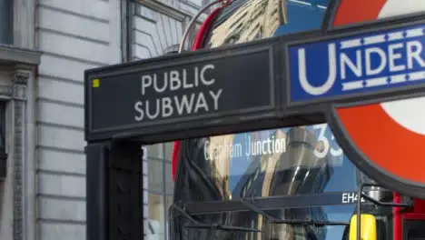 Pan Of London Bus And Subway Sign