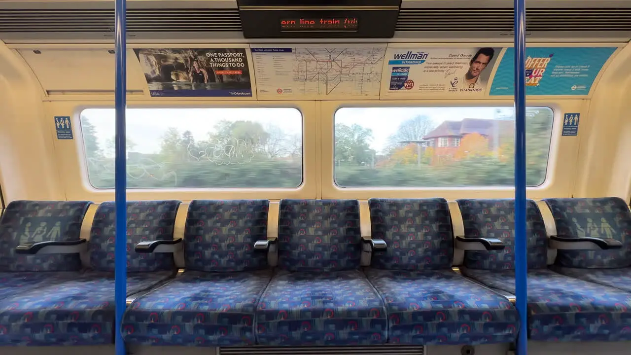 Travelling on London Underground tube Northern line outside in Edgware