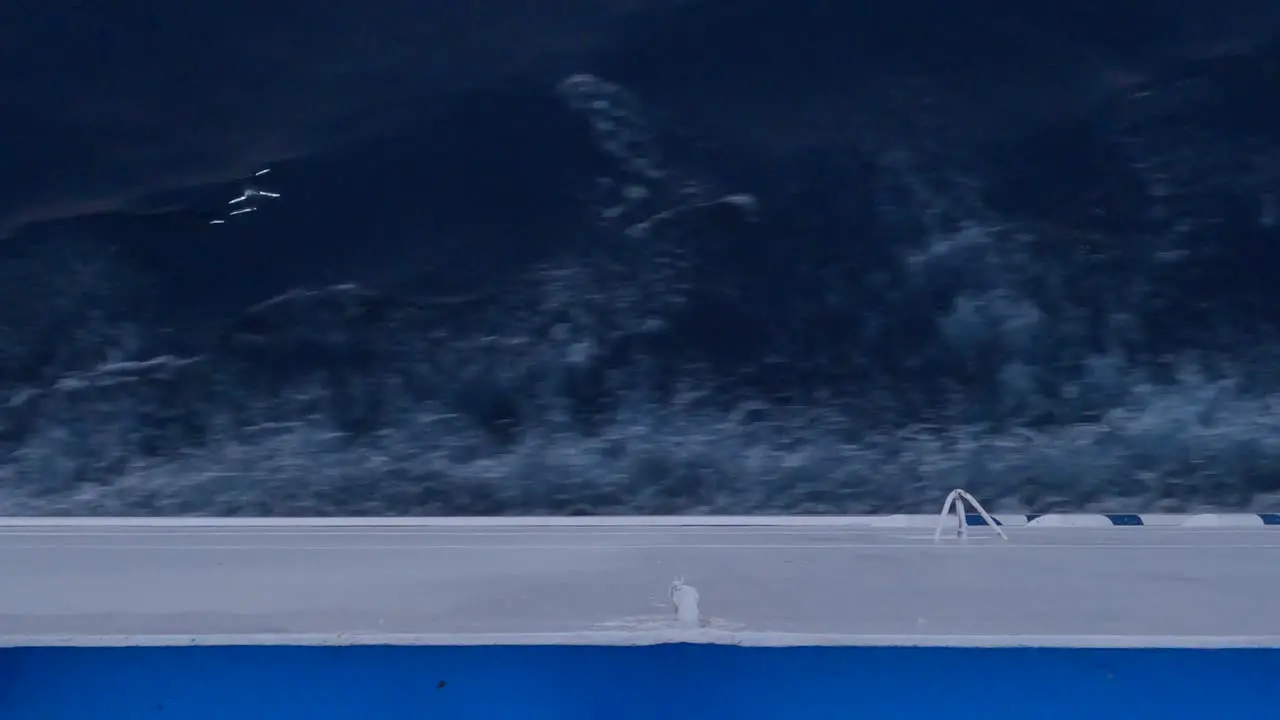 View of the bottom of the ship and sea waves ferry transport to the island static