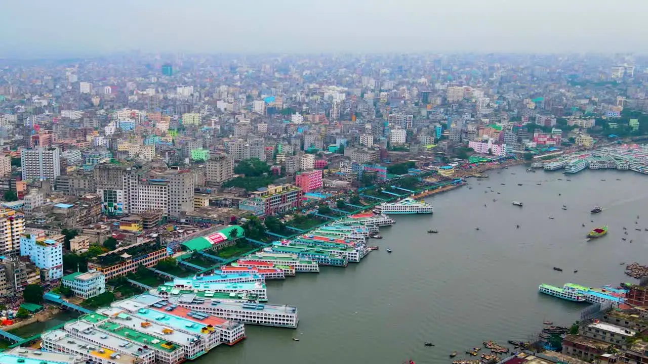 Sadarghat Launch Terminal On Buriganga River In Dhaka Bangladesh