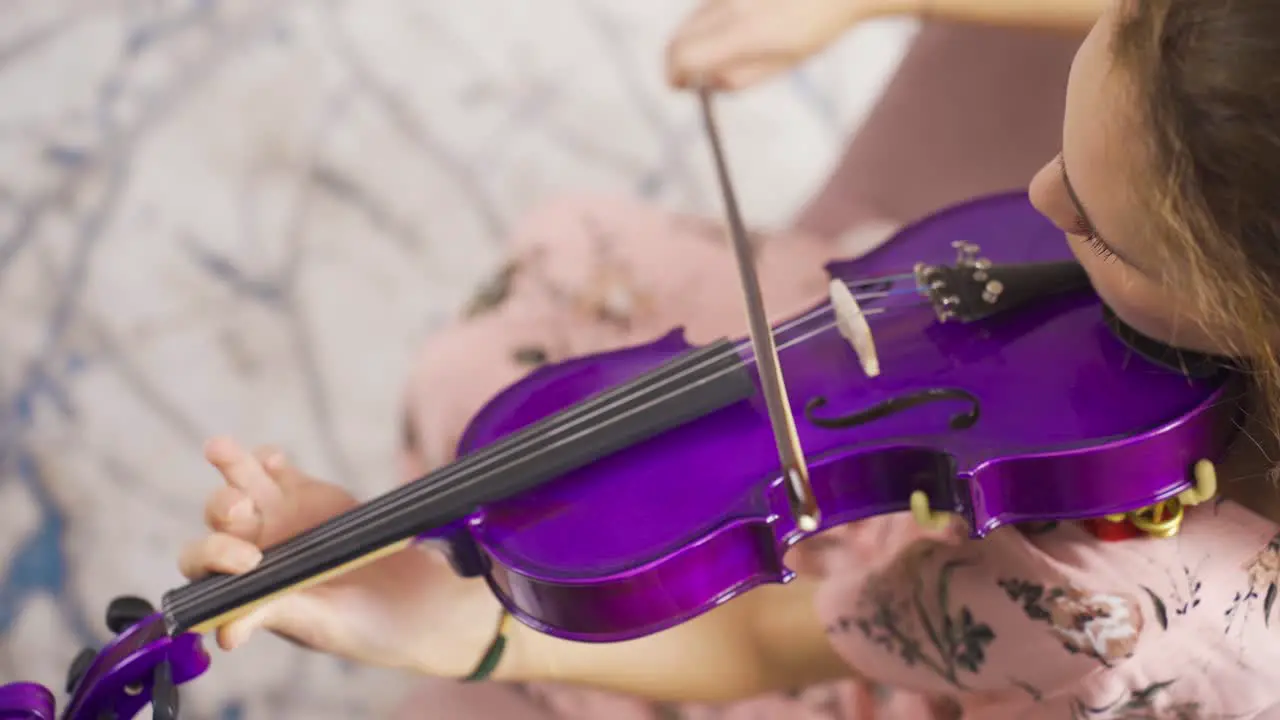 Close-up of musician woman playing violin at home Composing playing music