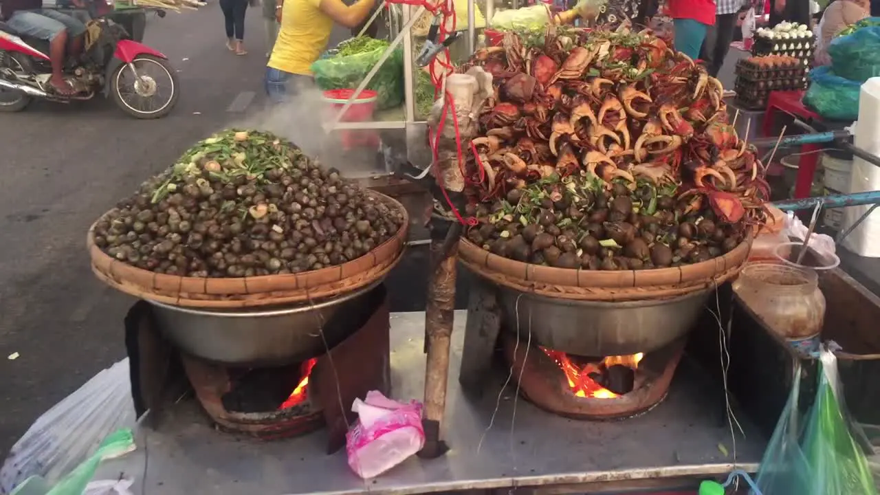 Food cart on the street in Phnom Penh Cambodia