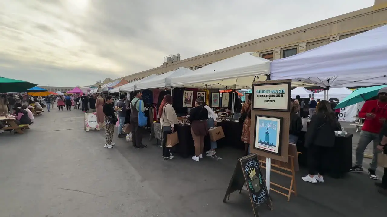 Rows of vendors at the Smorgasburg open air market in Los Angeles California