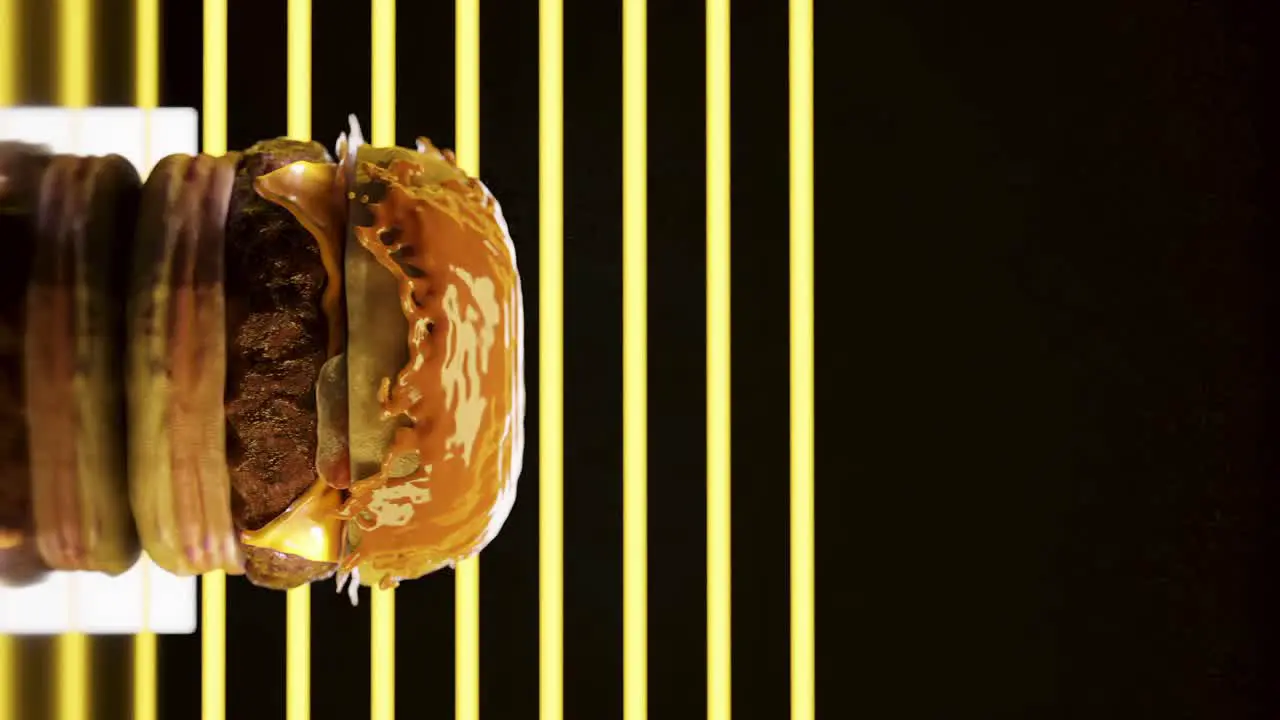 Tasty burger animation for fast food mobile application vertical 3d render