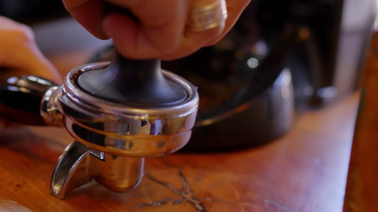 freshly ground coffee beans being prepared to make a hot coffee