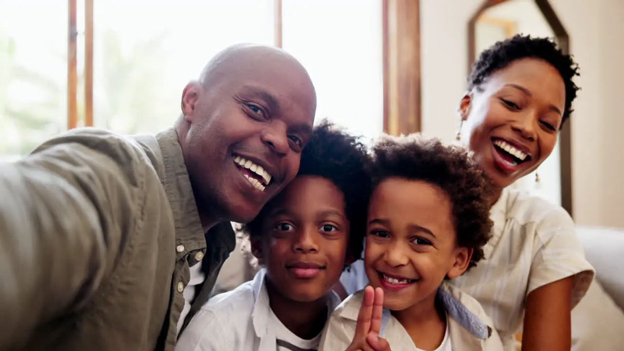 Happy black family selfie