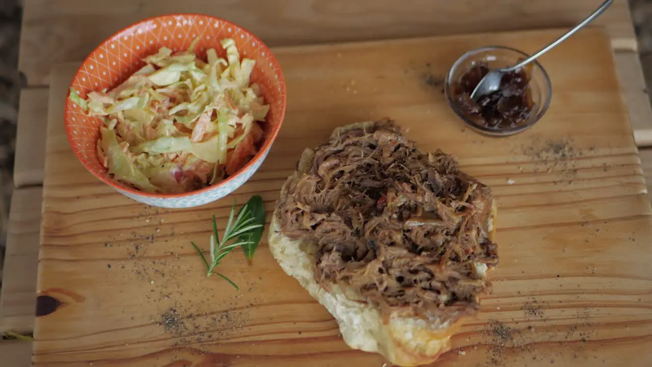 Pulled-pork farm-stall burger with coleslaw