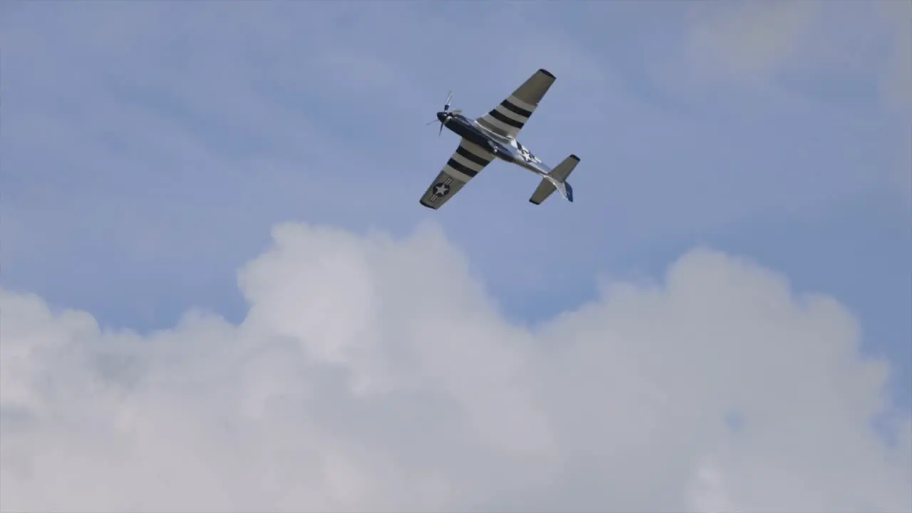 North American P-51 Mustang Single-Seat Fighter Perform Aerobatics