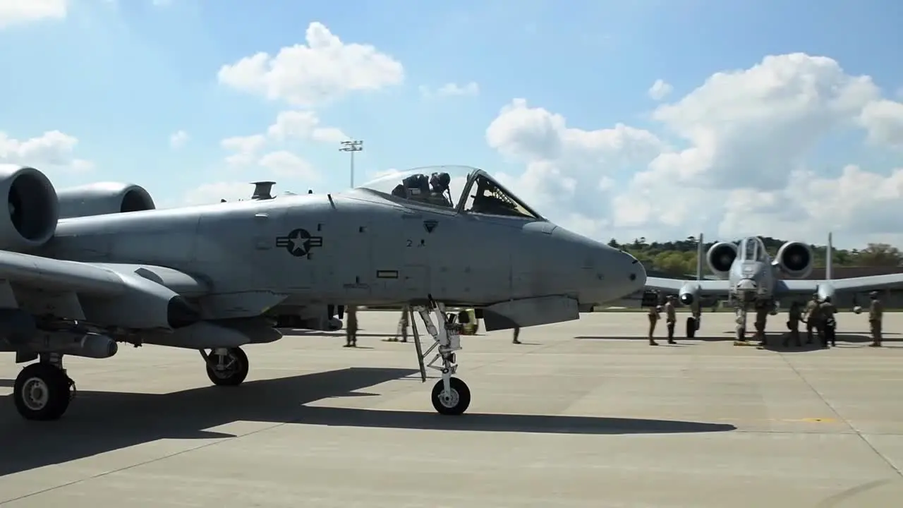 Twin Engine A-10 Thunderbolt Ii Jet Fighter Planes Taxi On The Tarmac And Runway Before Take Off From Volk Field Wisconsin