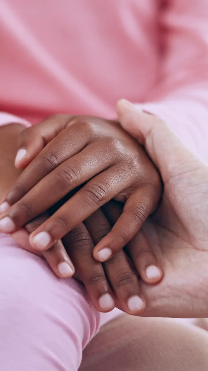 Closeup mother and child holding hands