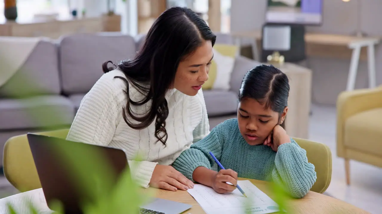 Mom girl and writing with reading